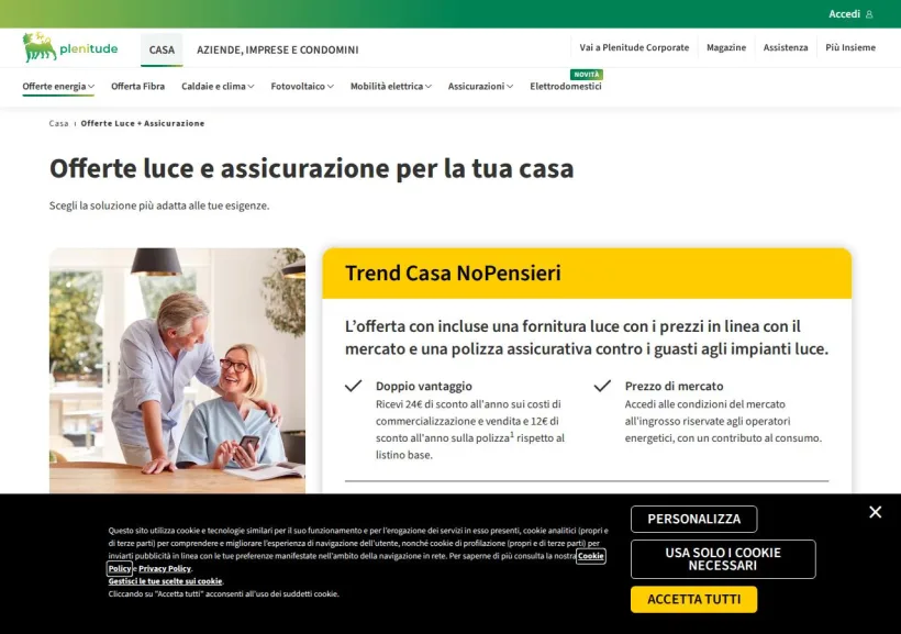 Schermata della pagina offerta di Eni Plenitude