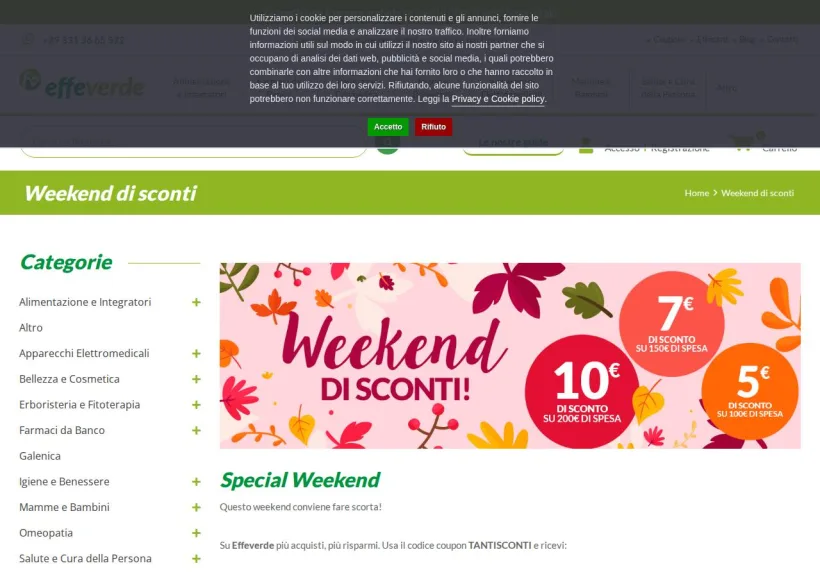 Schermata della pagina offerta di Effeverde