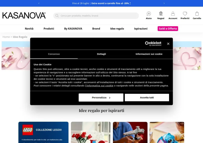 Schermata della pagina offerta di Kasanova