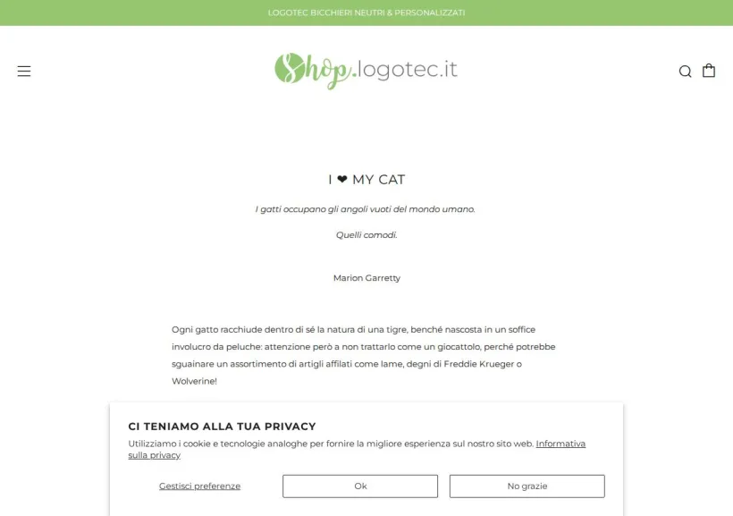 Schermata della pagina offerta di Shop Logotec