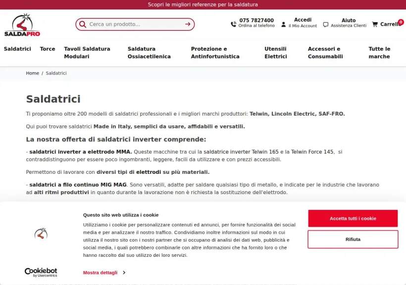 Schermata della pagina offerta di Saldapro