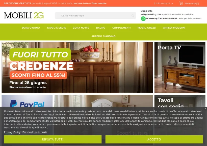 Schermata della pagina offerta di Mobili 2G