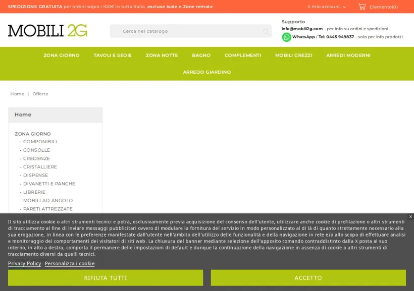 Schermata della pagina offerta di Mobili 2G