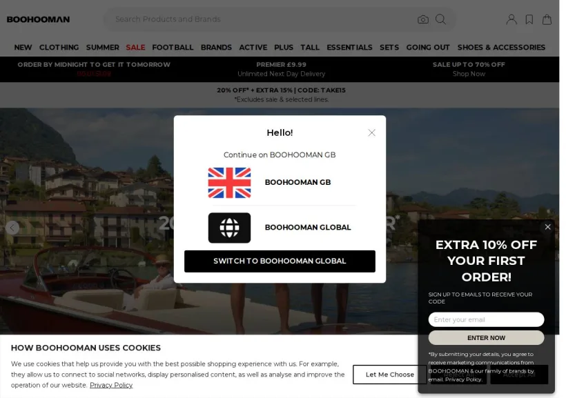 Schermata della pagina offerta di BoohooMan