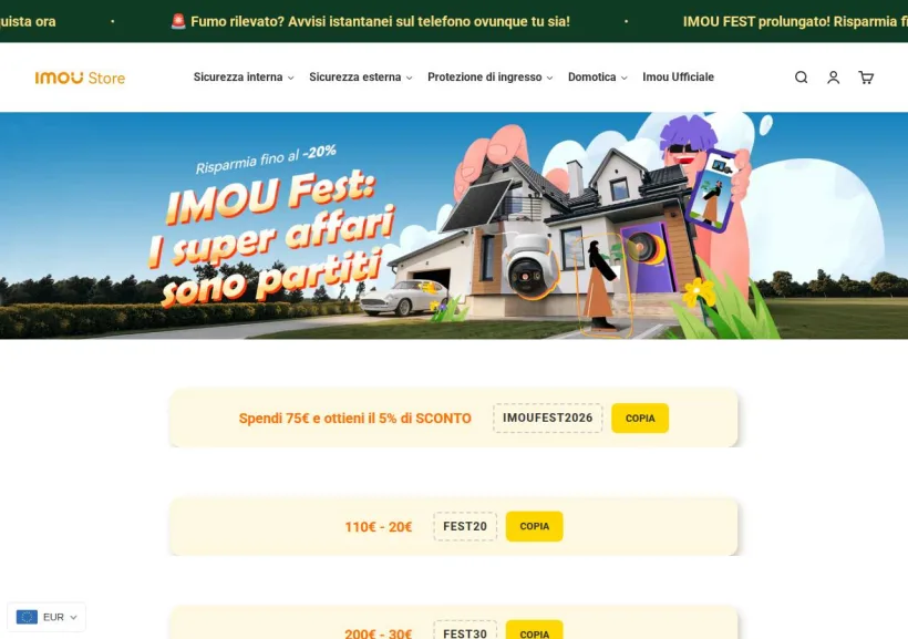 Schermata della pagina offerta di Imou