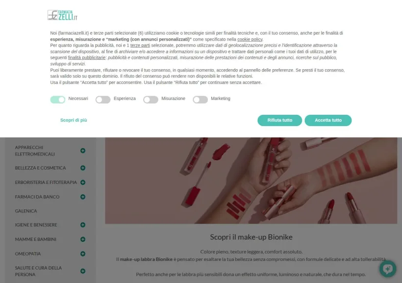 Schermata della pagina offerta di Farmacia Zelli