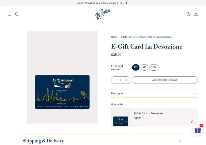 Schermata della pagina offerta di Pasta di Martino