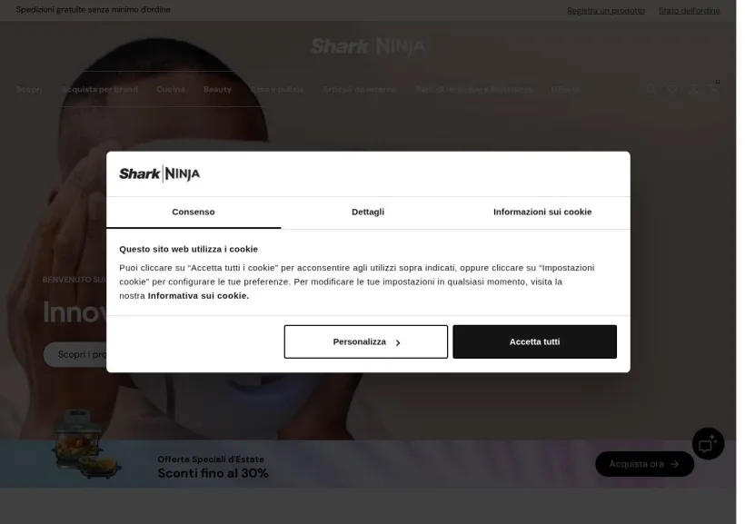 Schermata della pagina offerta di Ninja Kitchen