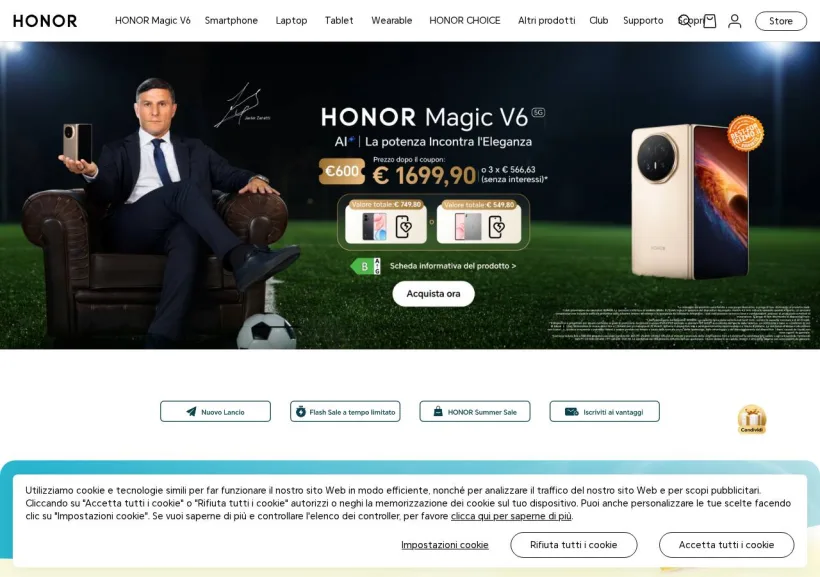 Schermata della pagina offerta di Honor 