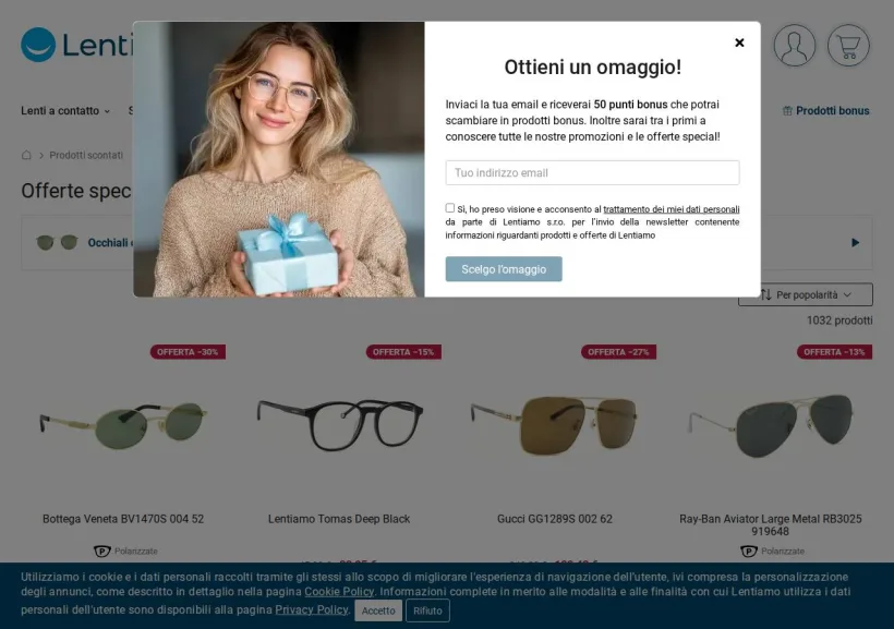 Schermata della pagina offerta di Lentiamo