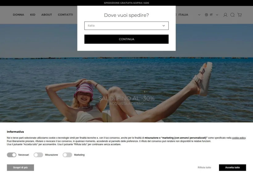Schermata della pagina offerta di Colors Of California