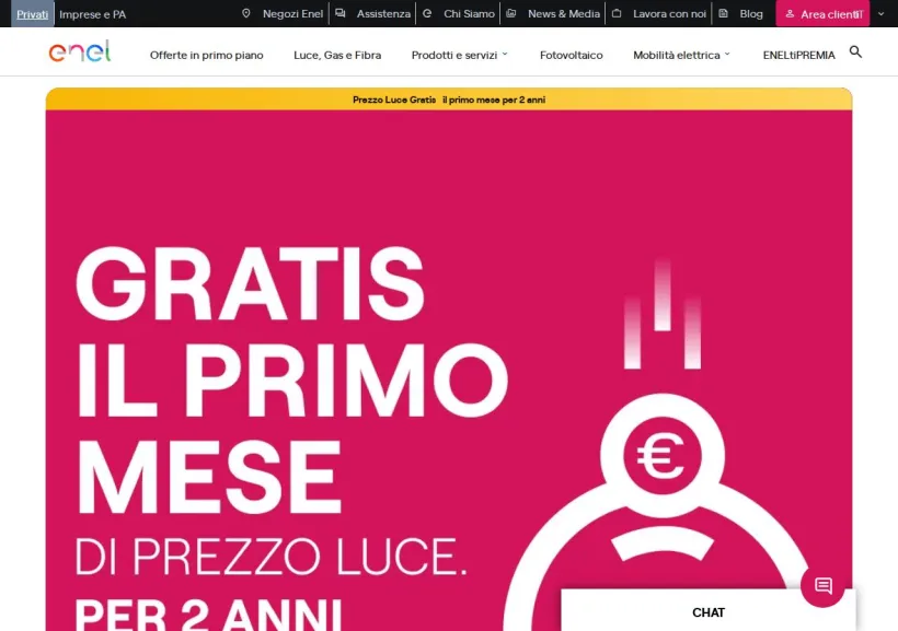 Schermata della pagina offerta di Enel Energia