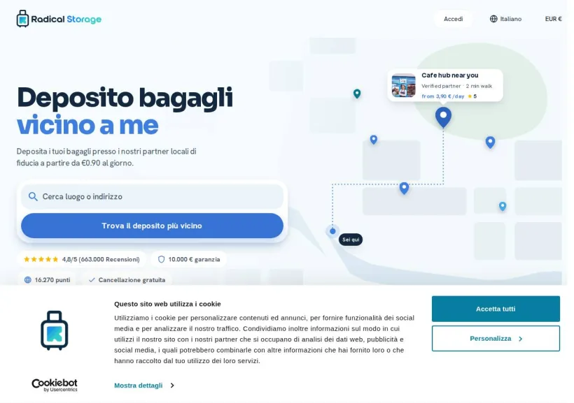 Schermata della pagina offerta di Radical Storage