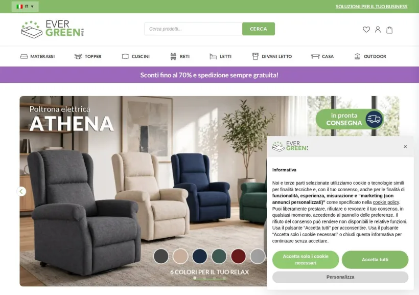 Schermata della pagina offerta di Evergreenweb