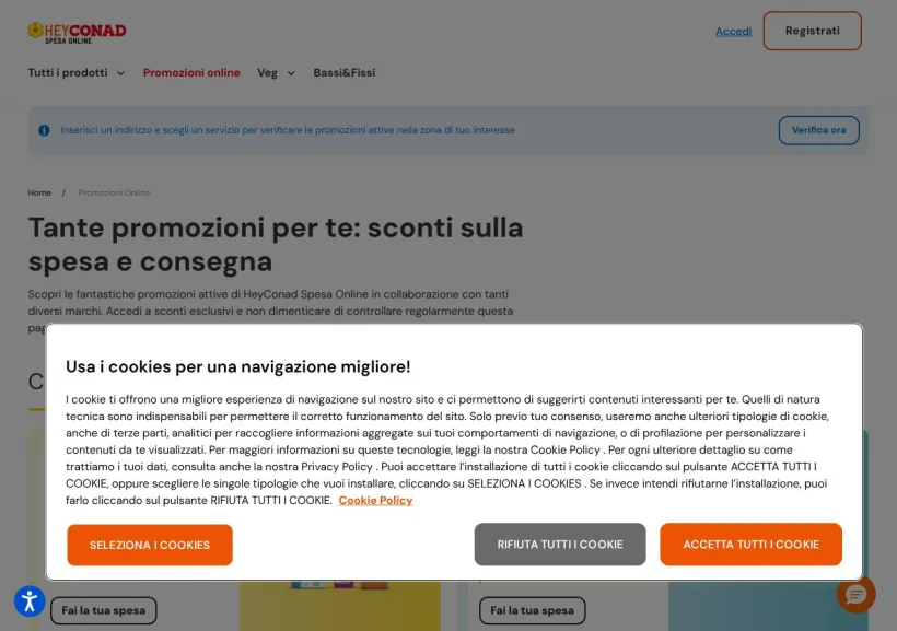 Schermata della pagina offerta di Conad