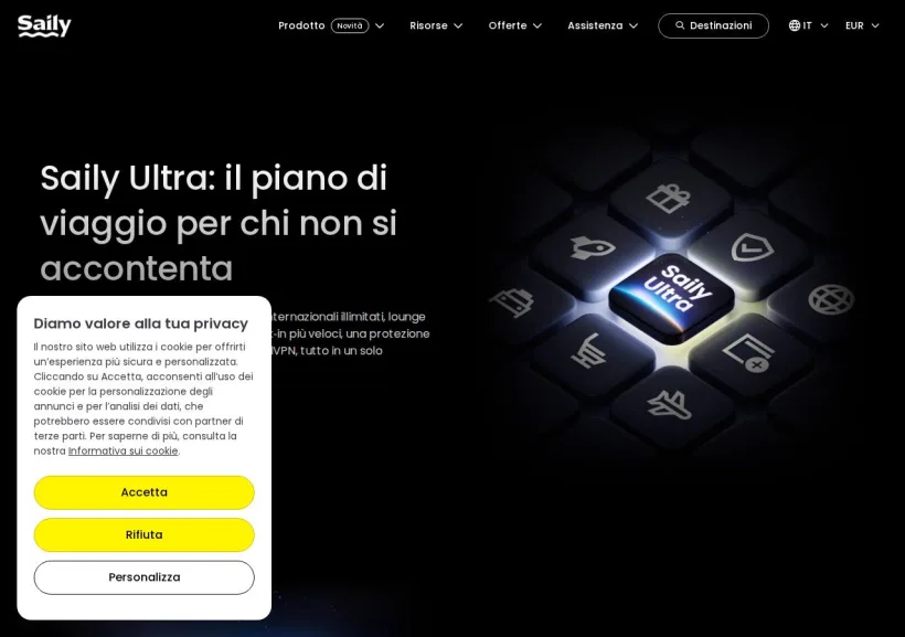 Schermata della pagina offerta di Saily