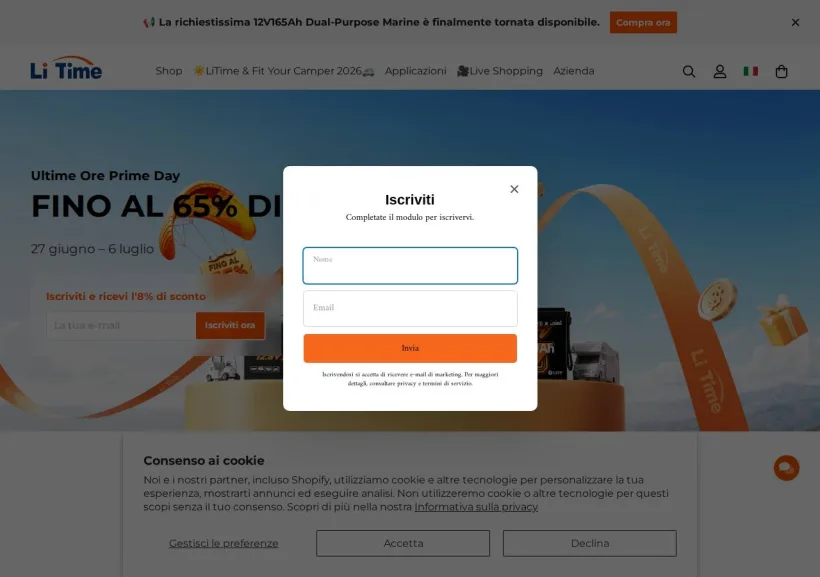 Schermata della pagina offerta di LiTime