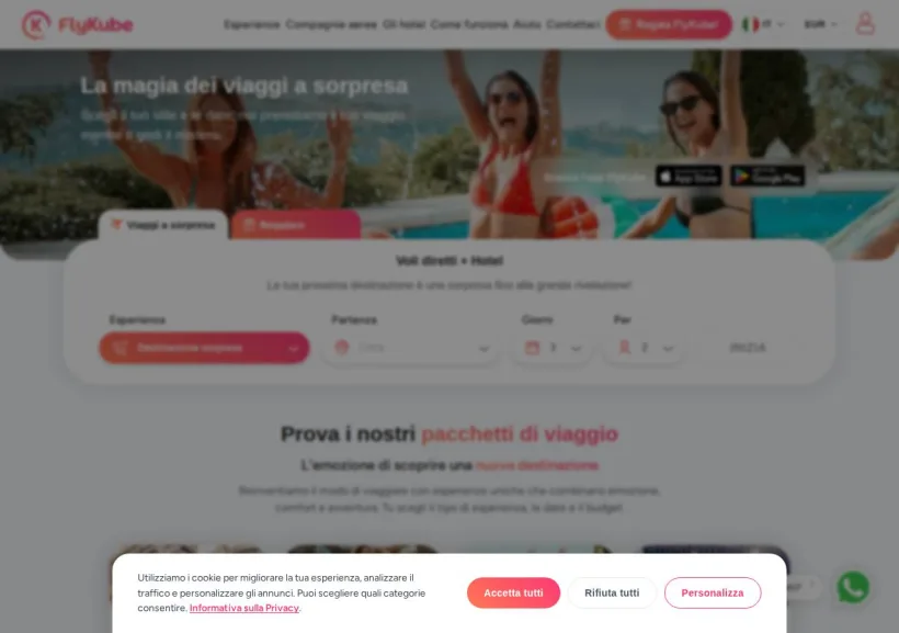 Schermata della pagina offerta di FlyKube