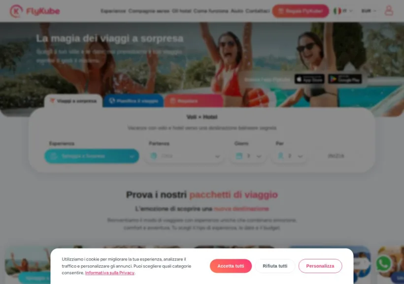 Schermata della pagina offerta di FlyKube