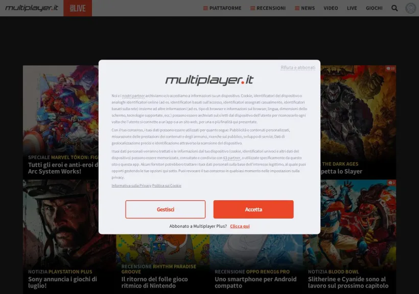 Schermata della pagina offerta di MultiPlayer