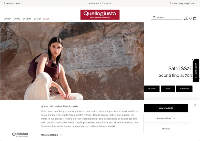 Schermata della pagina offerta di Quellogiusto