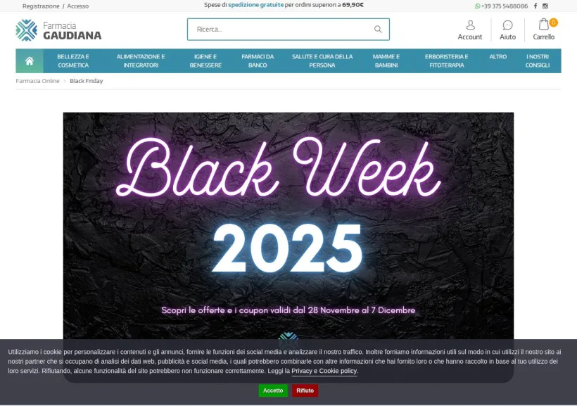 Schermata della pagina offerta di Farmacia Gaudiana 