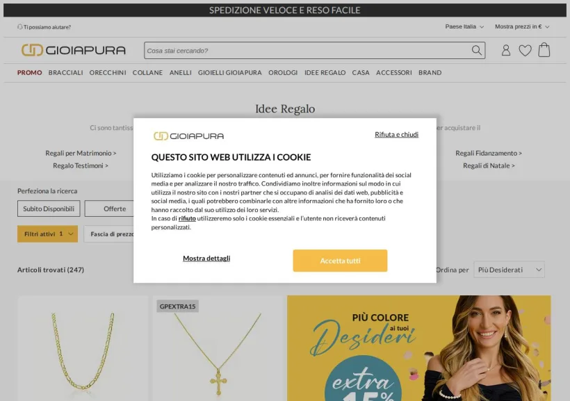 Schermata della pagina offerta di GioiaPura