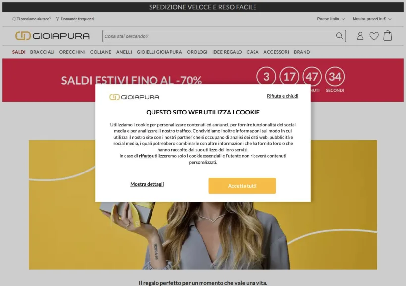 Schermata della pagina offerta di GioiaPura