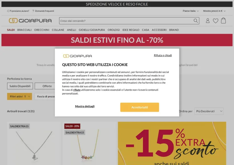 Schermata della pagina offerta di GioiaPura