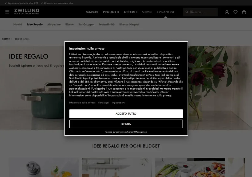 Schermata della pagina offerta di Zwilling
