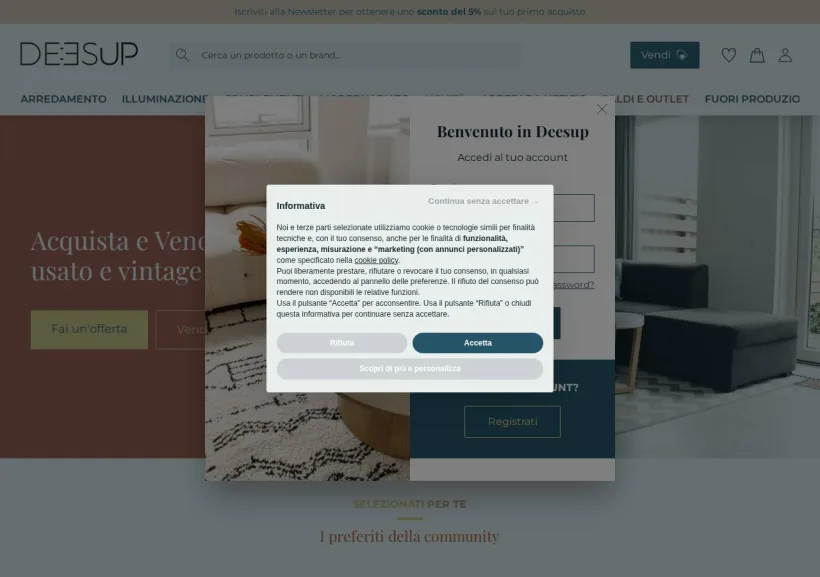 Schermata della pagina offerta di Deesup