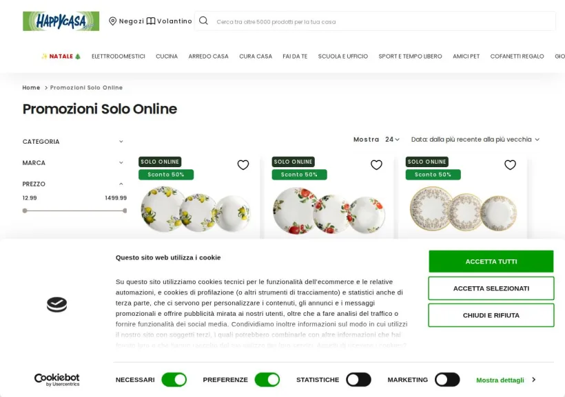 Schermata della pagina offerta di Happy Casa Store