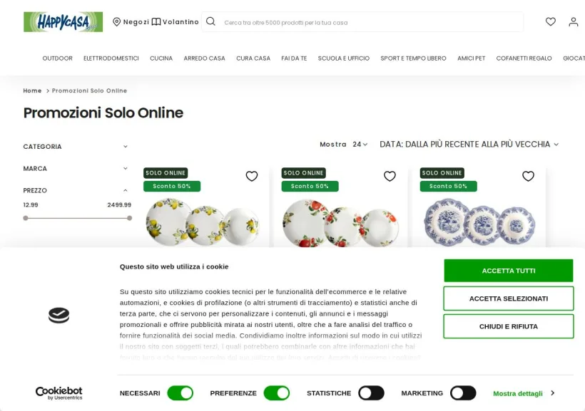 Schermata della pagina offerta di Happy Casa Store