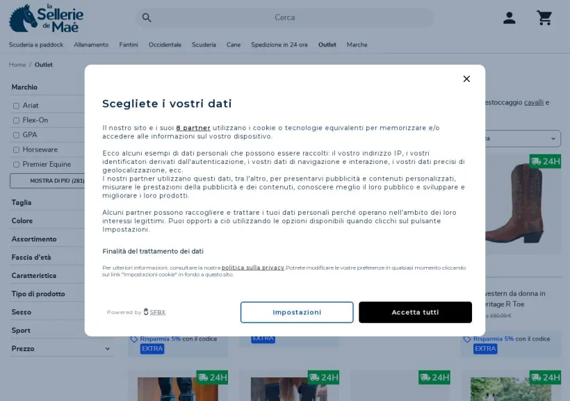 Schermata della pagina offerta di Selleriemae