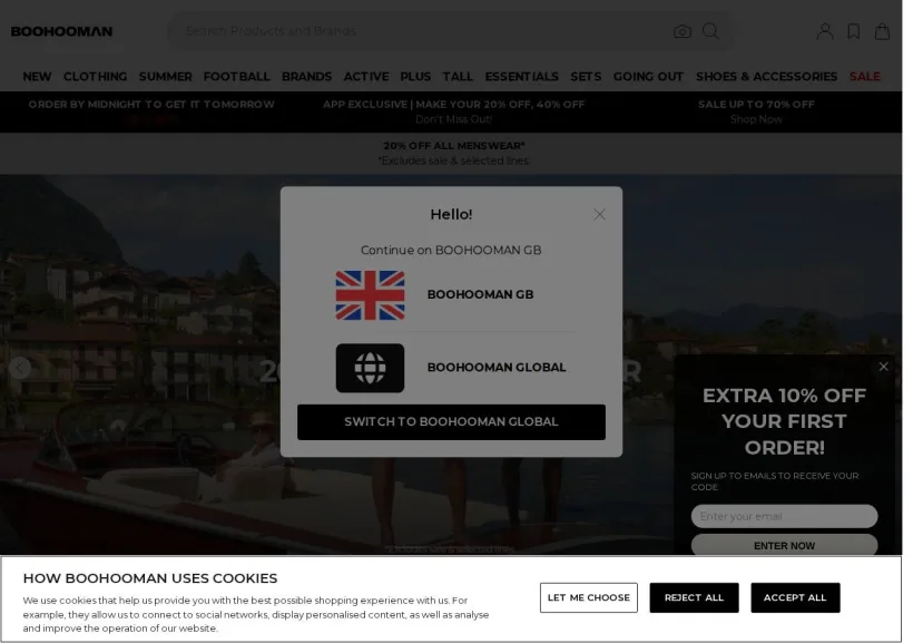 Schermata della pagina offerta di BoohooMan