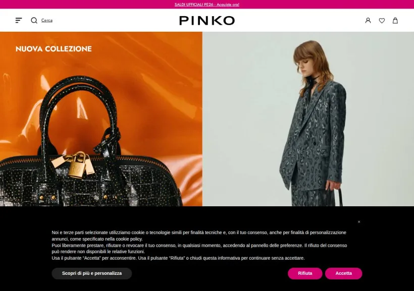 Schermata della pagina offerta di Pinko