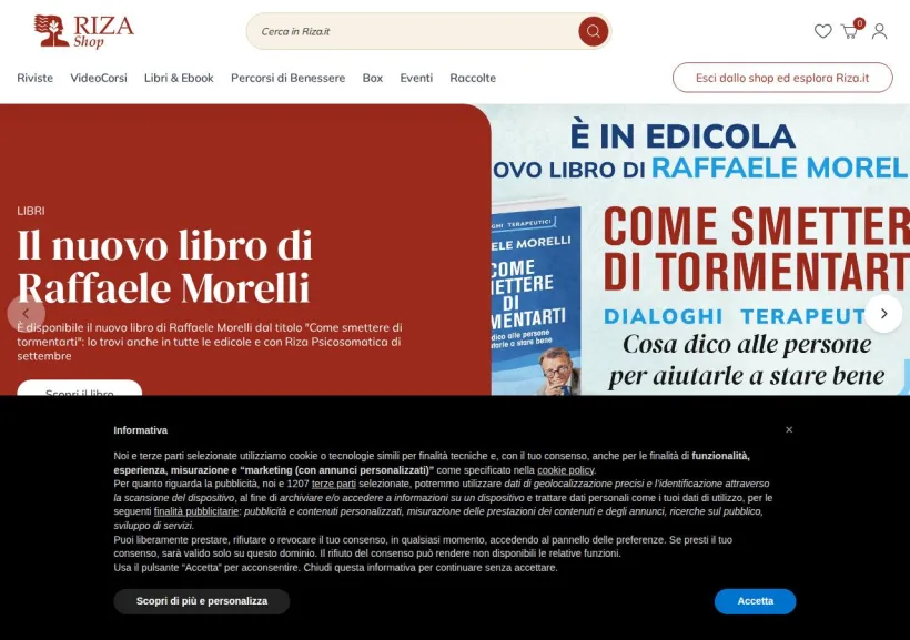 Schermata della pagina offerta di Edizioni Riza 