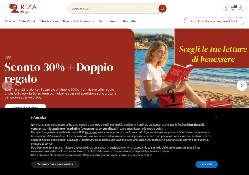 Schermata della pagina offerta di Edizioni Riza 