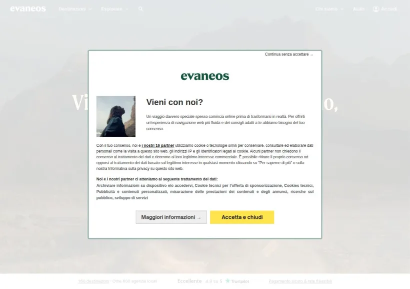 Schermata della pagina offerta di Evaneos