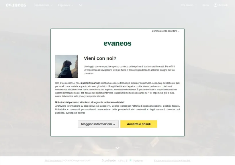 Schermata della pagina offerta di Evaneos