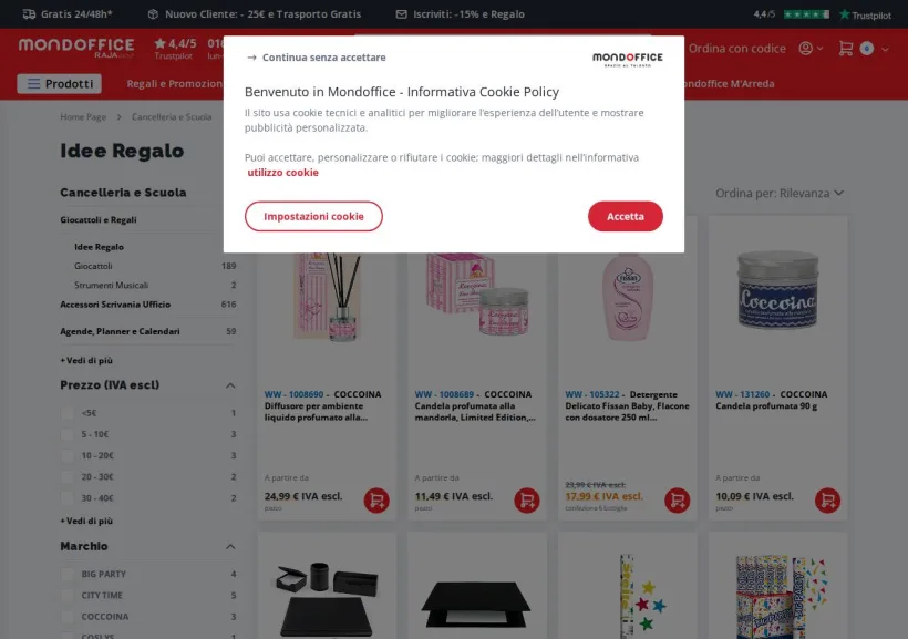 Schermata della pagina offerta di Mondoffice