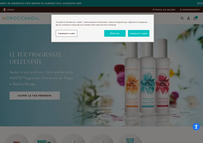 Schermata della pagina offerta di Moroccanoil
