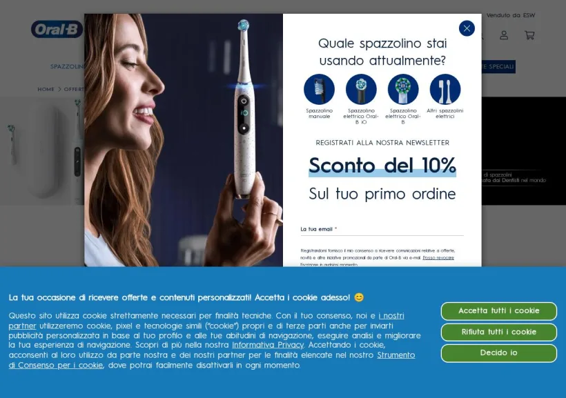 Schermata della pagina offerta di Oral-B