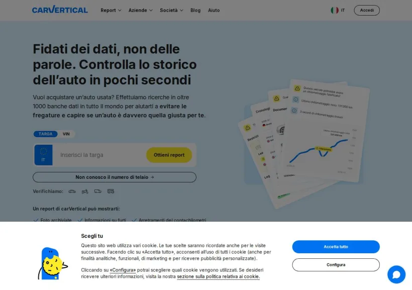 Schermata della pagina offerta di carVertical