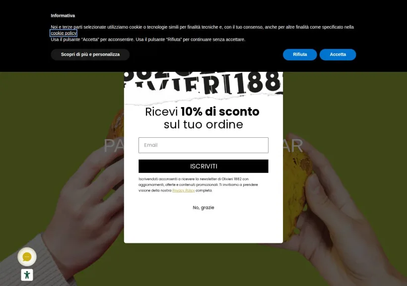 Schermata della pagina offerta di Olivieri 1882