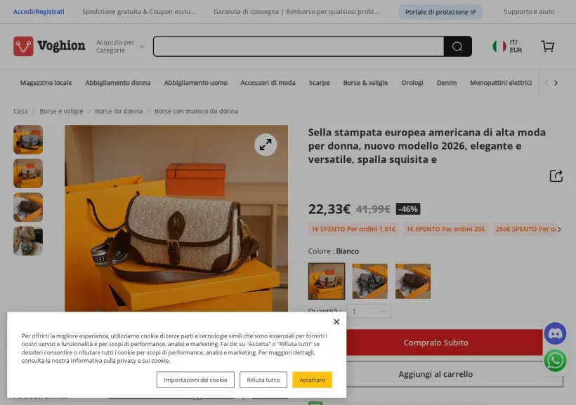 Schermata della pagina offerta di Voghion