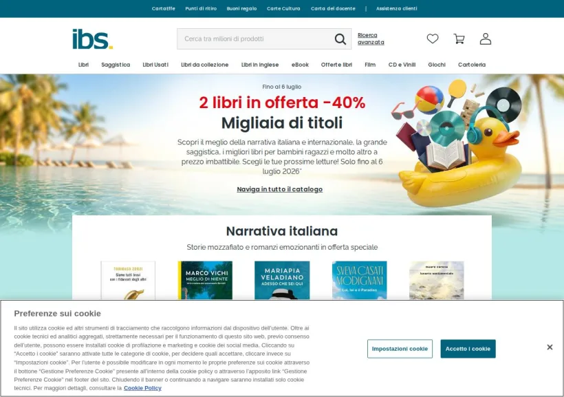 Schermata della pagina offerta di IBS