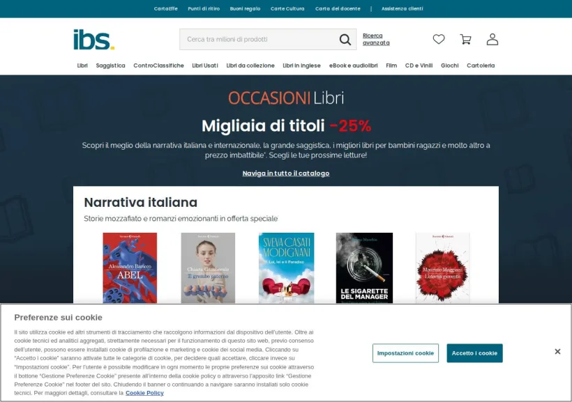 Schermata della pagina offerta di IBS