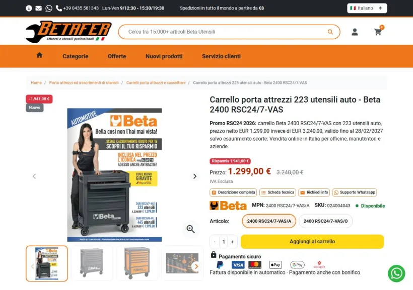 Schermata della pagina offerta di Betafer.it