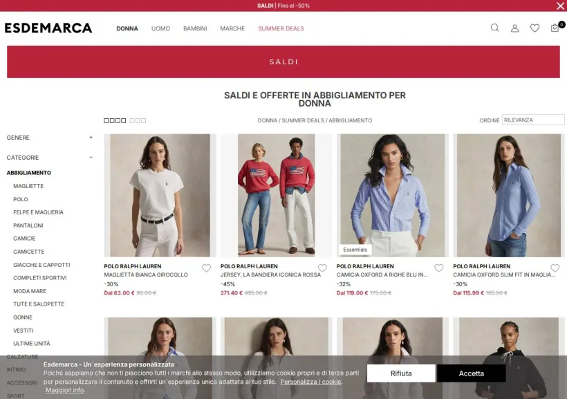 Schermata della pagina offerta di Esdemarca
